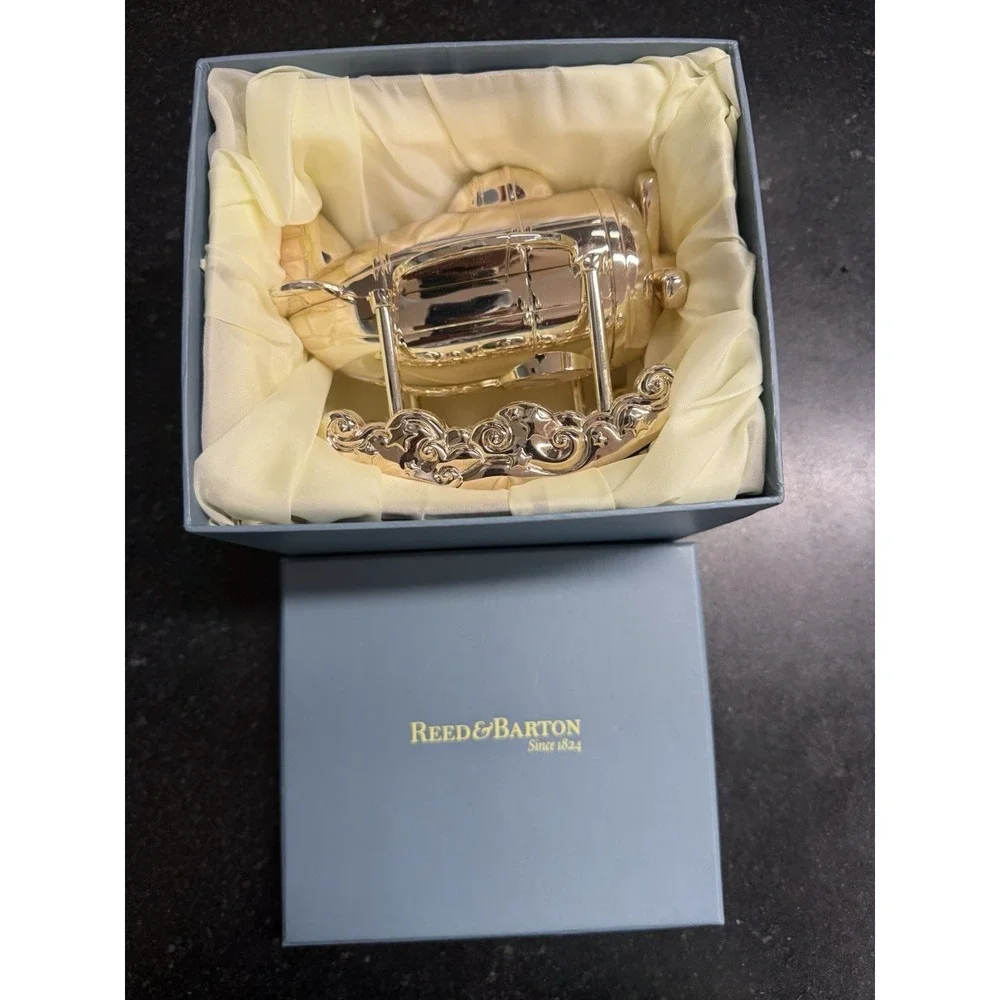 Reed & Barton Zoom Zoom Silverplate Airplane Coin‎ Bank 4.75